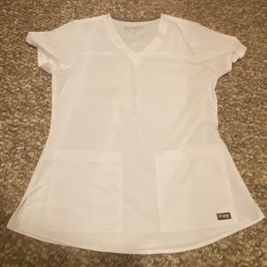 White scrub top